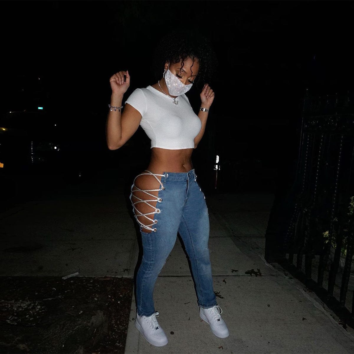 2022 New Arrivals Women Hollow Out Trousers Pant Mom Women Jeans  High Waist Leggings For Women