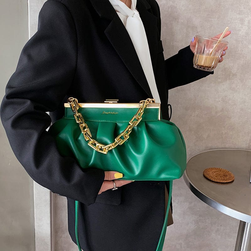 2022 New Chains Designer Cloud Clutch Bag Dumpling Shoulder Bag Clip Purse Leather Women Pleated Handbags