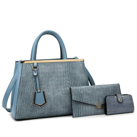 2022 New Crocodile Pattern Purse Set for Women Luxury Vegan Leather Handbag Sets 3 Pieces Lady Hand Bags