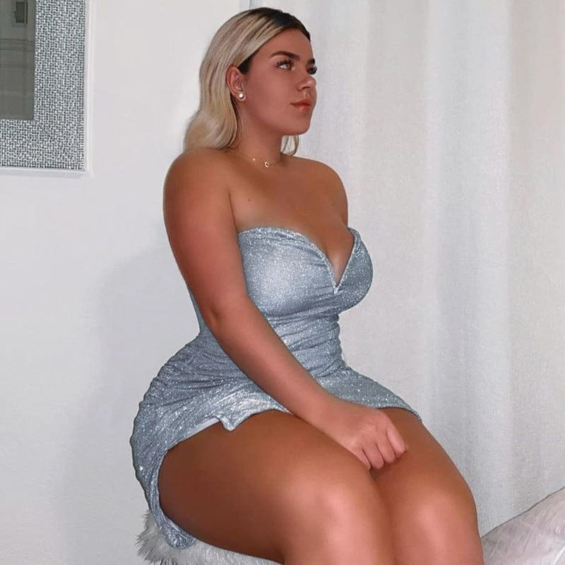 2022 New Design Basic Sexy Backless Strapless Women Fashion  Dress Lady Elegant Summer Casual Night Club Dress