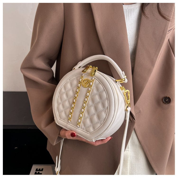 2022 New design round bag leisure women hand bags quilted leather crossbody single shoulder bag fashion ladies purse handbags