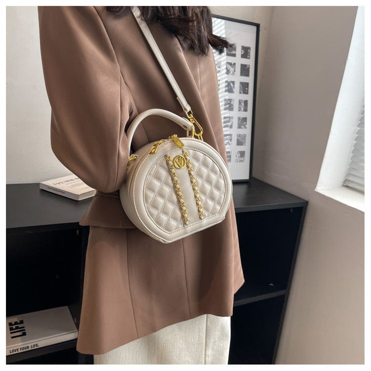 2022 New design round bag leisure women hand bags quilted leather crossbody single shoulder bag fashion ladies purse handbags