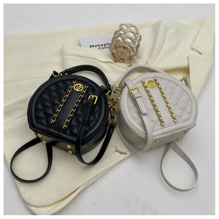 2022 New design round bag leisure women hand bags quilted leather crossbody single shoulder bag fashion ladies purse handbags