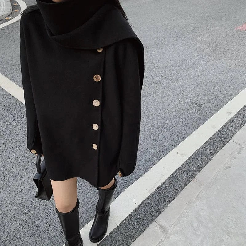 2022 New Design Single Button Wool Shawl Mid-Length Womens Cashmere Wool Coats