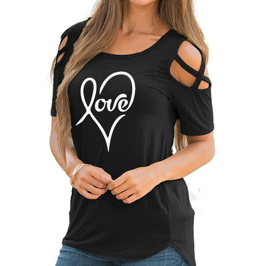 2022 New Fashion Love Print T Shirt Women Top Female Cute Summer Tops Tumblr Christmas Gift Camiseta