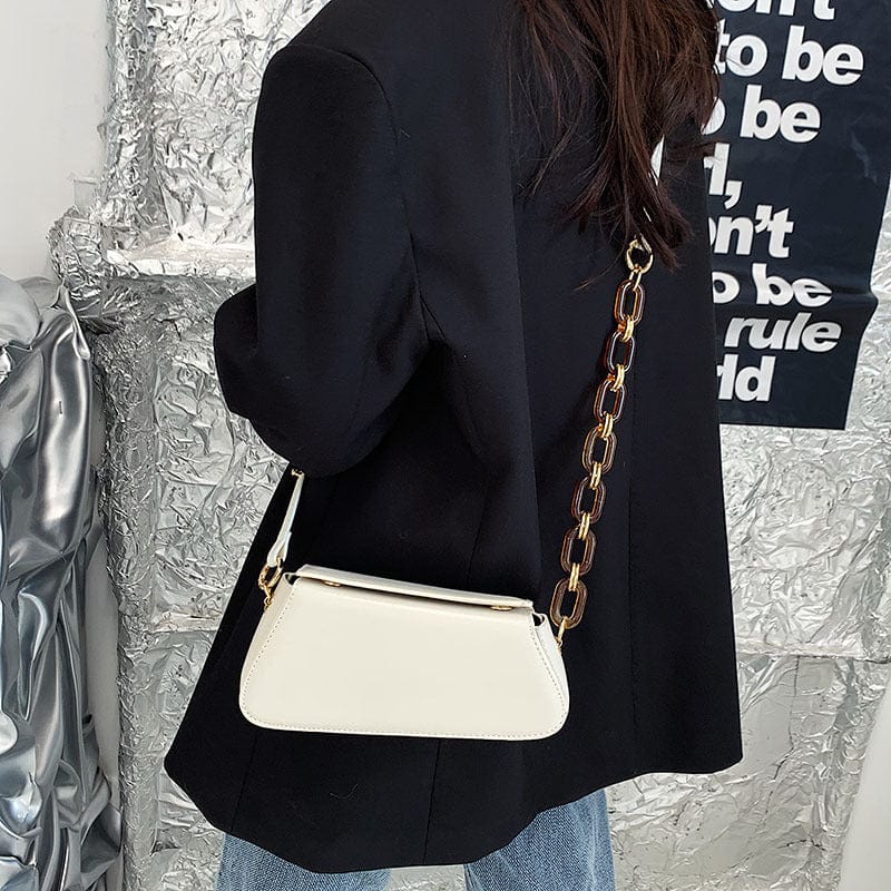 2022 New fashion pu leather single shoulder messenger bags women handbags ladies acrylic chain small square hand bags