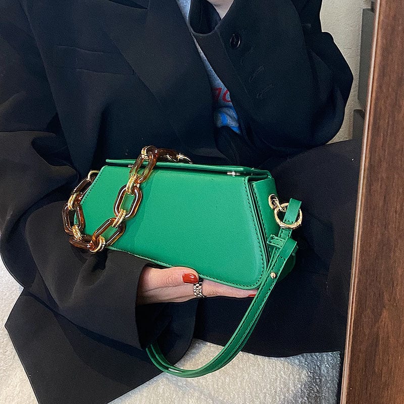 2022 New fashion pu leather single shoulder messenger bags women handbags ladies acrylic chain small square hand bags
