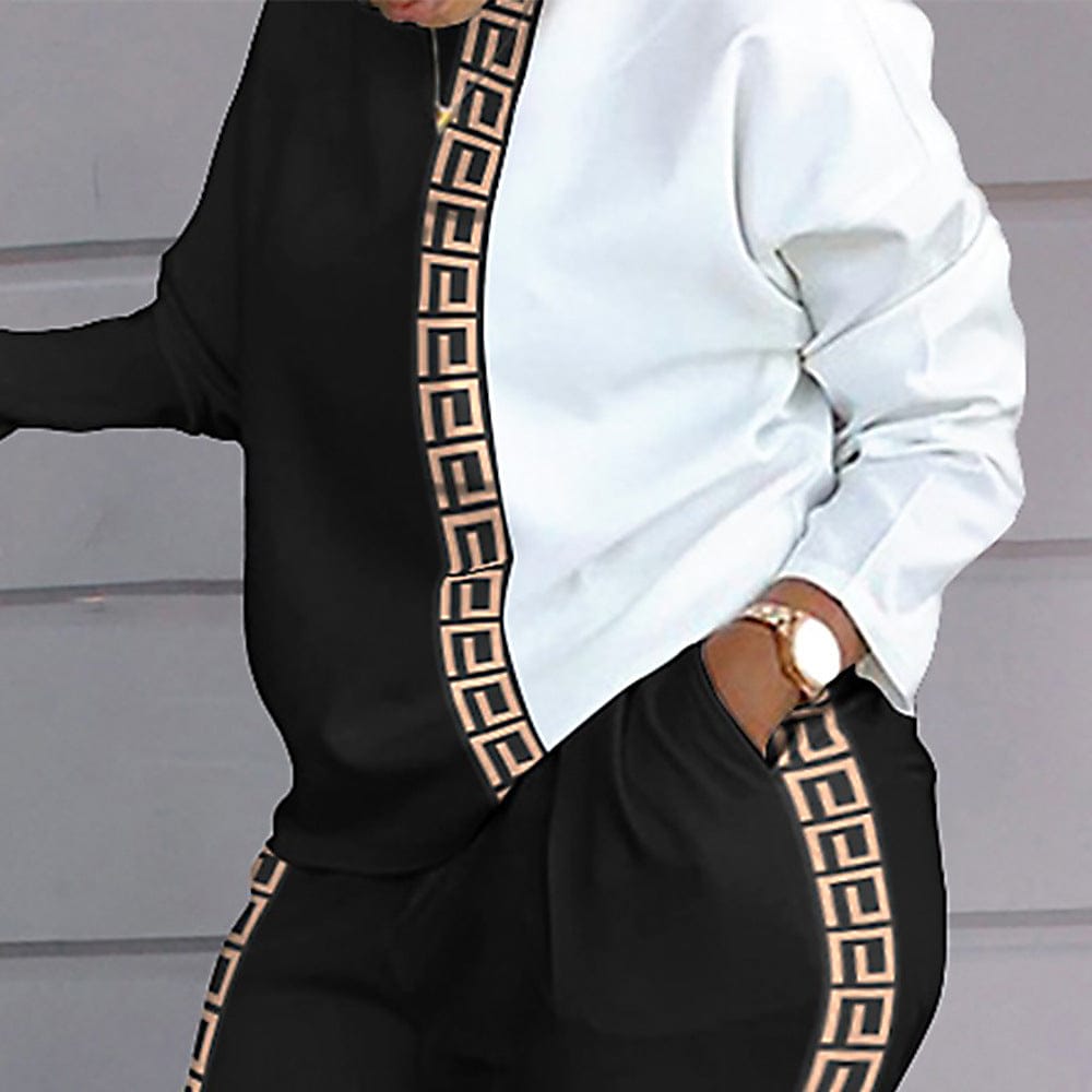 2022 New Fashion Slim Two-Piece Plaid Print Casual Long-Sleeved Trousers Famous Brand Women'S Casual Two Piece Suit Pant Set
