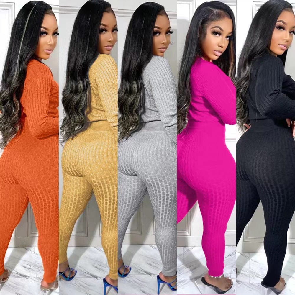 2022 New Womens Clothing Knit Sweater Suits Two Piece Pants Set Women Sweater Suit Two Piece Pants Set