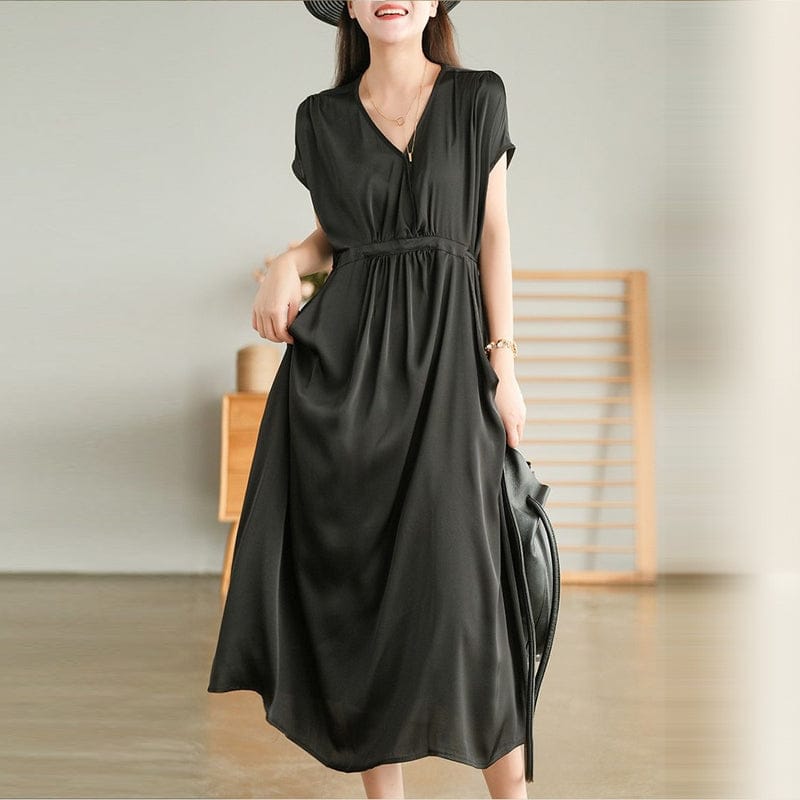 2022  Purple Satin Raglan Sleeves Comfortable Drawstring Women Elegant Long Korean Dresses New Fashion Lady Bohemian Dress