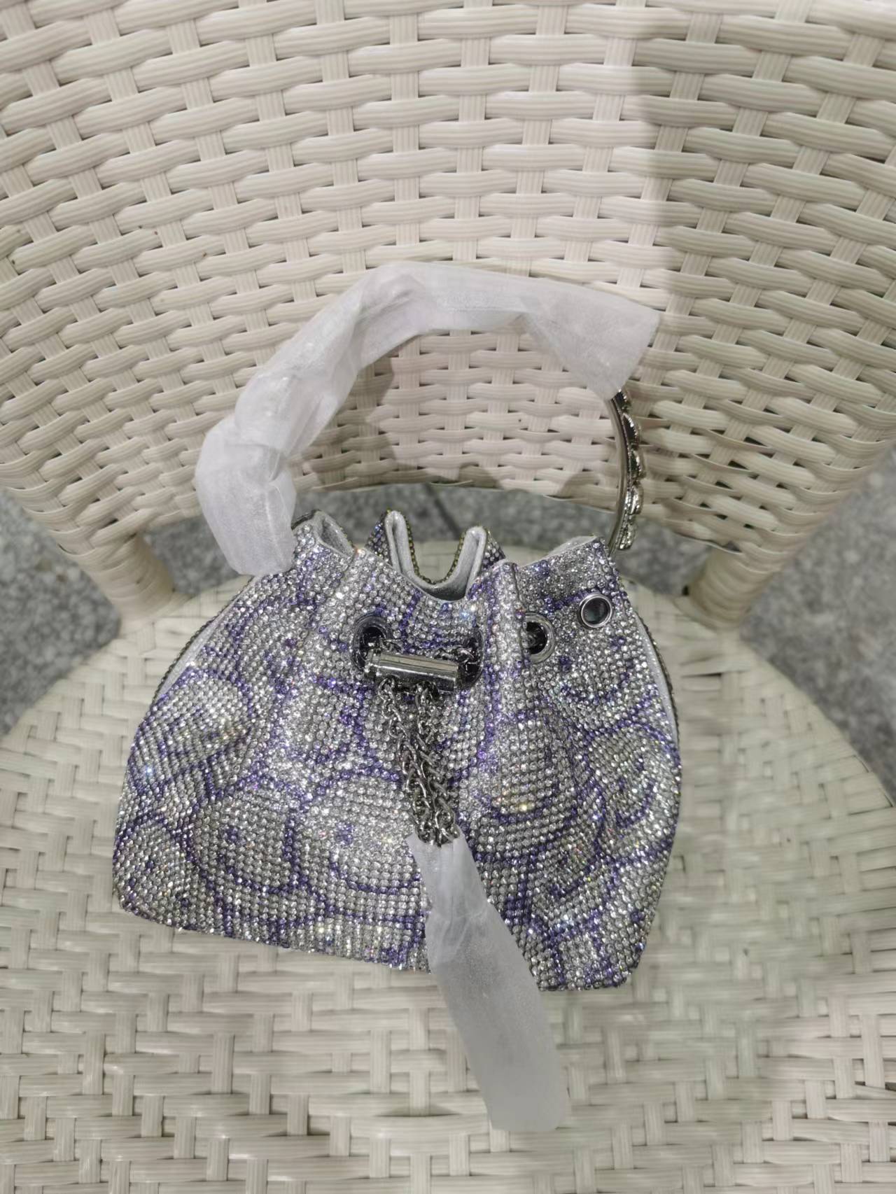 2022 Shenglu New Fashion Women Rhinestone Bucket Tassel Handbag Purse Tote Diamond Wedding Evening Shoulder Crossbody Bags