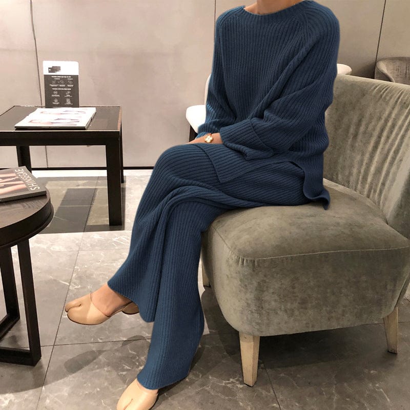 2022 Spring and Autumn Korean Casual Loose Women's Knitted Two-piece Suit Elegant Temperament Commuter Style Two-piece Suit