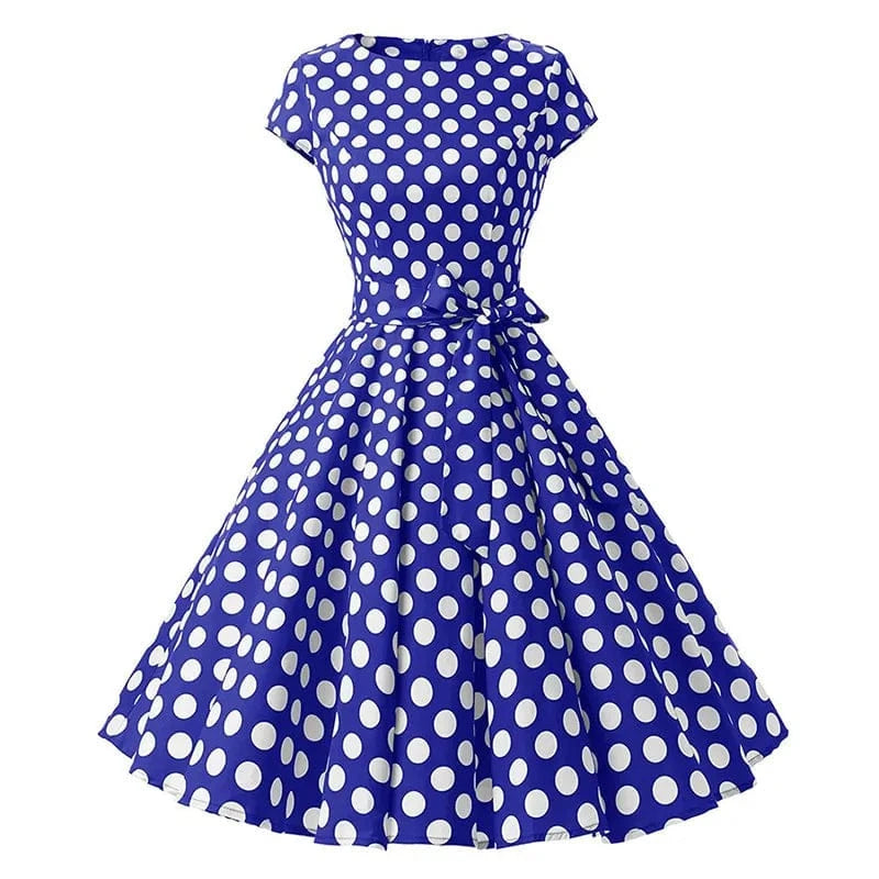 2022 Spring European And American Women's Hepburn Retro Casual Dress Pure Cotton Round Neck Large Polka Dot A-line Dress