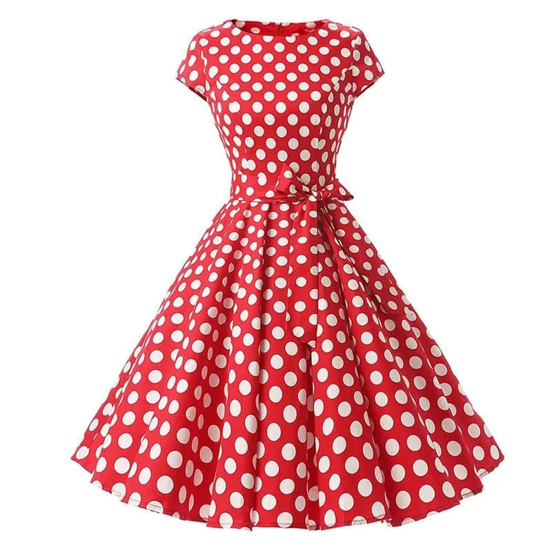 2022 Spring European And American Women's Hepburn Retro Casual Dress Pure Cotton Round Neck Large Polka Dot A-line Dress