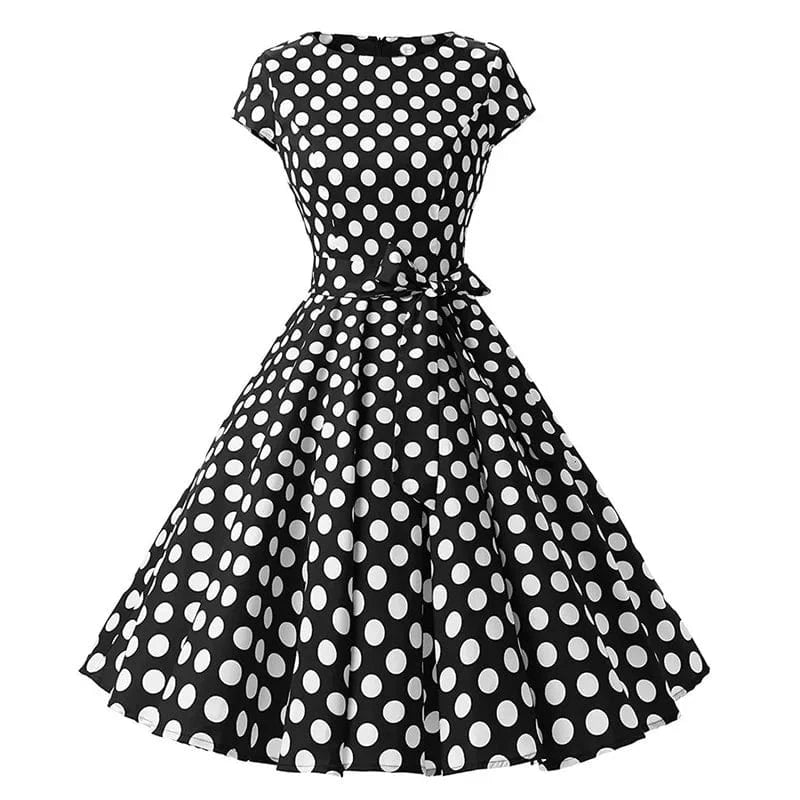 2022 Spring European And American Women's Hepburn Retro Casual Dress Pure Cotton Round Neck Large Polka Dot A-line Dress