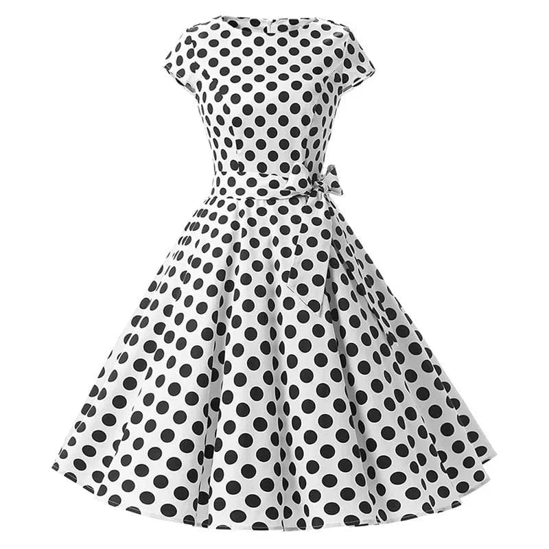 2022 Spring European And American Women's Hepburn Retro Casual Dress Pure Cotton Round Neck Large Polka Dot A-line Dress