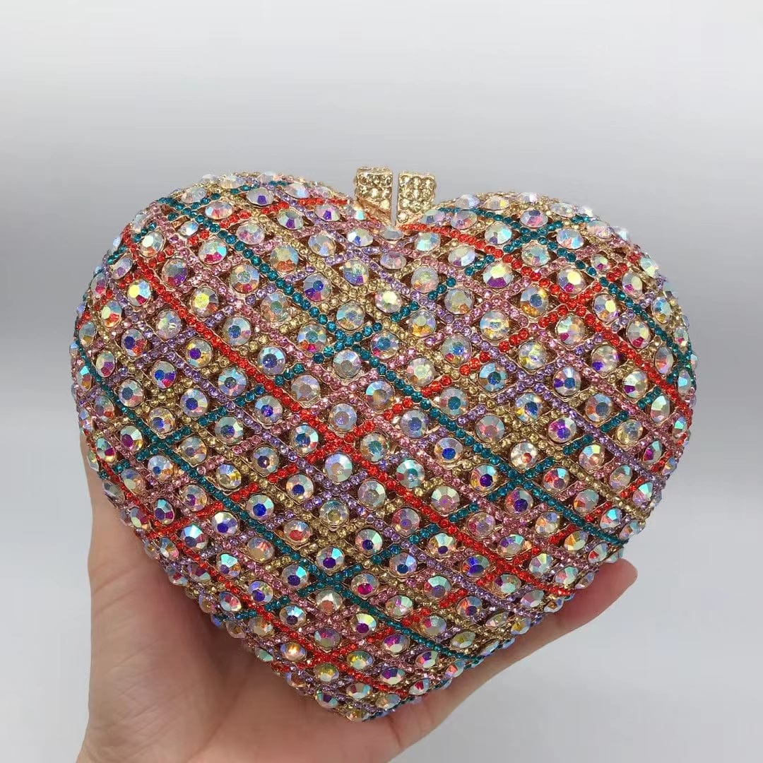 2022 Spring Holiday Purse Gift Handbag Heart Shaped Crystal Diamond Purse Clutch Bag For Women Girls