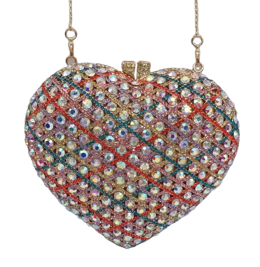 2022 Spring Holiday Purse Gift Handbag Heart Shaped Crystal Diamond Purse Clutch Bag For Women Girls