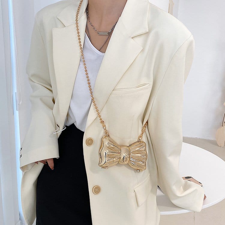 2022 Spring Luxury Metal Vintage Ladies Hand Shoulder Sling Bags Bowknot Women's Mini Crossbody Bags