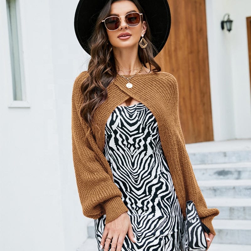 2022 Spring New Ins Style Mix And Match Bandage Dress Knitted Blouse Loose High Waist Short Shawl