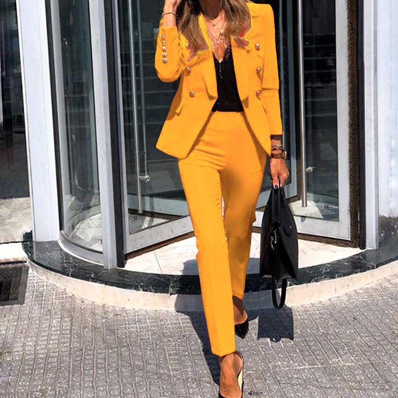 2022 Spring Streetwear Women's Set Long Sleeve Blazer Pants Suit Office Lady Tracksuit Two Piece Set Fitness Outfits
