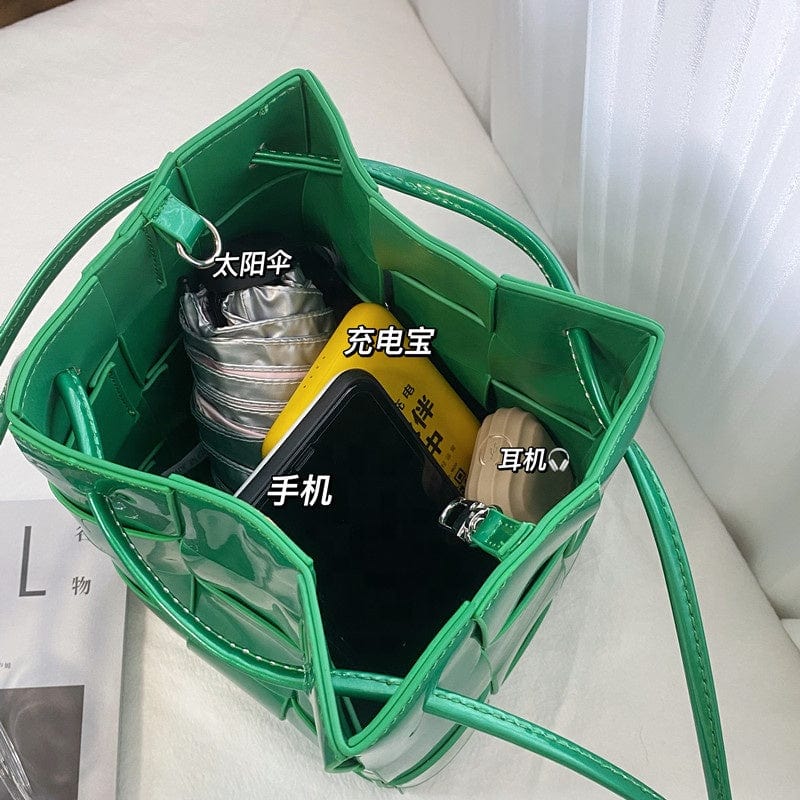 2022 Spring Summer Metallic Leather Bucket Handbag Famous designer Candy Mini Purse Bucket Handbags For Women