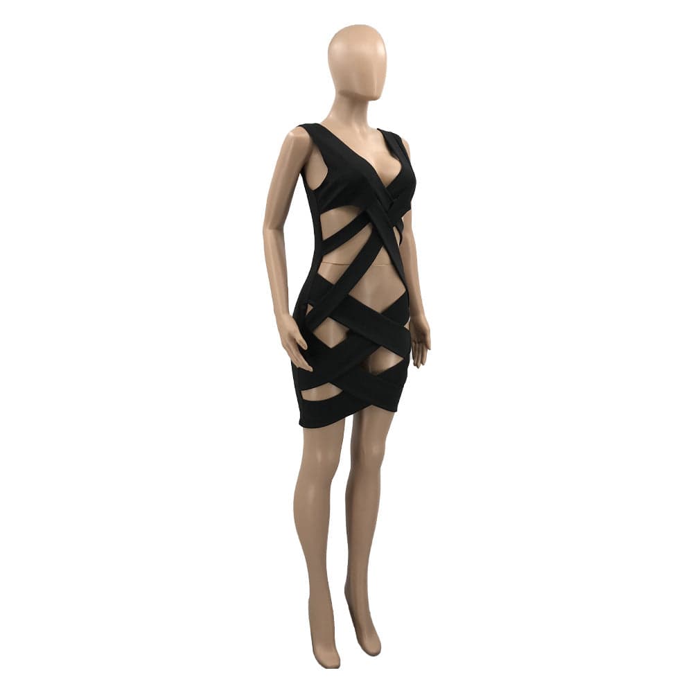 2022 Stylish Evening Dresses Ladies Skirt Sexy Women Bodycon Hollow Out Club Wear Mini Clothing Dress