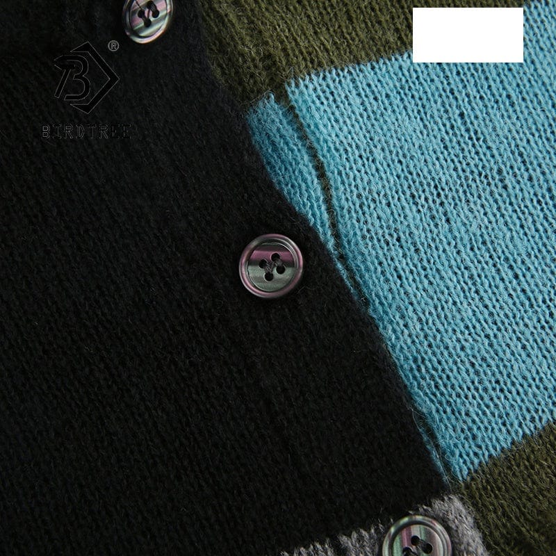 2022 Summer Color-Blocking Knitted Cropped Tops Female Thin Button Round Neck Smock Long-Sleeved Sunscreen Short Sweater T26101J