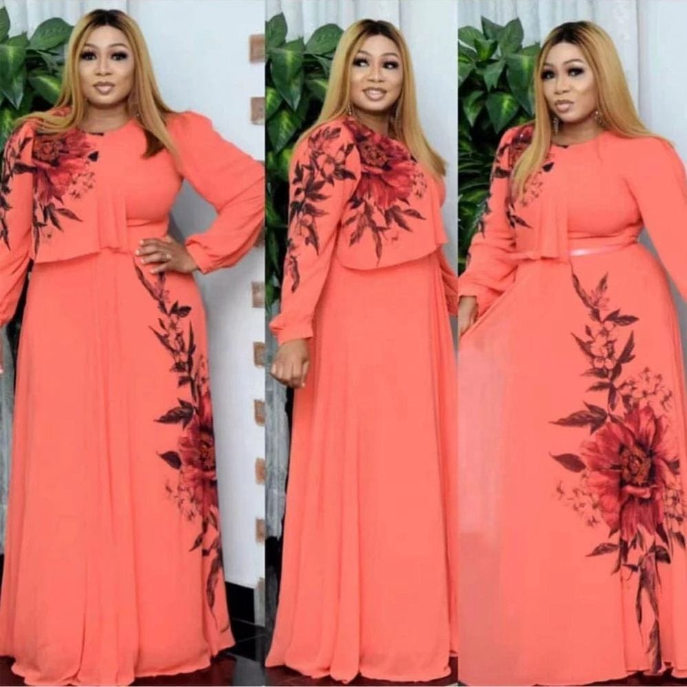 2022 Summer Dresses For Women African Print Chiffon Abaya Ankara Dashiki Maxi Dress Long Sleeve Elegant Ladies Clothes Boubou