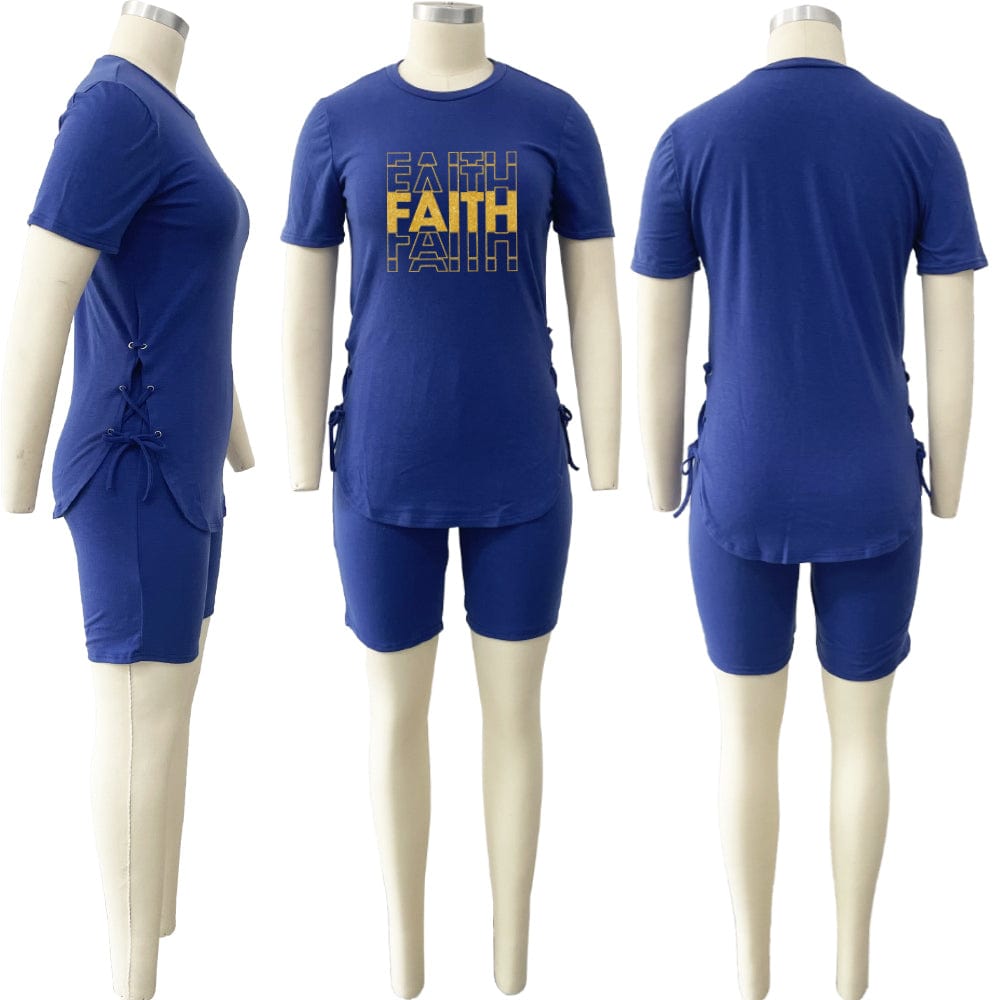 2022 Summer Fashion Short Sleeve Irregular Tops Letter Print Bandage Women Shorts Two Piece Set