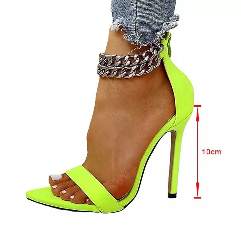 2022 summer large size high heel sandals female new stiletto leopard foot ring chain foreign trade women's shoes high heels