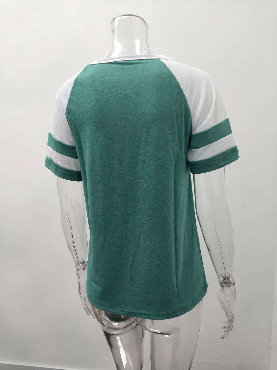 2022 Summer Women T-Shirt Stitching Color Funny Letters Print Tops T-Shirt Women O-Neck Cropped Tees Youth Girl Leisure T-shirt