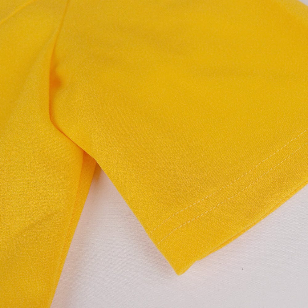 2022 Summer Yellow V Neck Ruffle Africa Women Office Career Dresses