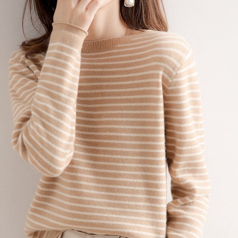 2022 Sweater Women's Long-Sleeved Round Neck Loose Color Matching Base Shirt Wholesale