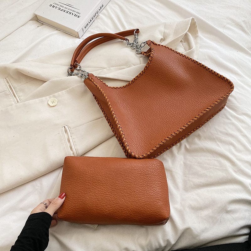 2022 Trendy Fashion PU Leather Tote Chain Shoulder Bags Custom Logo Handbags for Women Luxury Wholesale Vendor