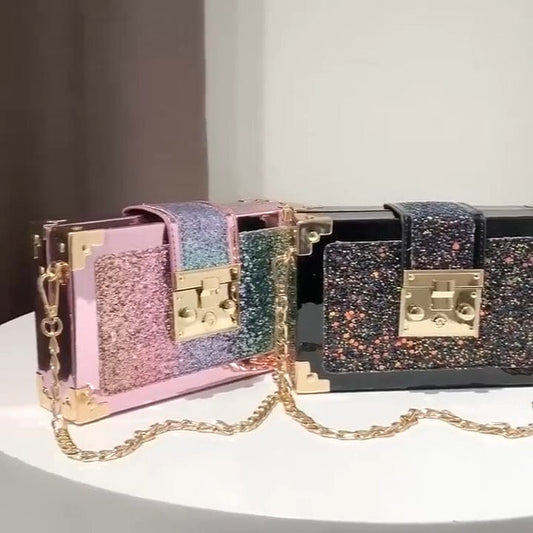 2022 Wholesale Luxury Messenger Bags Fashion Purses Lock Sequins Chain Clutch Bags Bling Purse and Handbags Women
