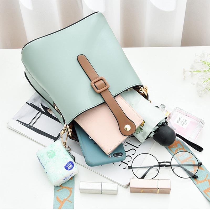 2022 Wholesale Shoulder Bags Women Handbags Ladies Luxury Double Straps Custom Designer Vegan Leather Bucket Bag Purses