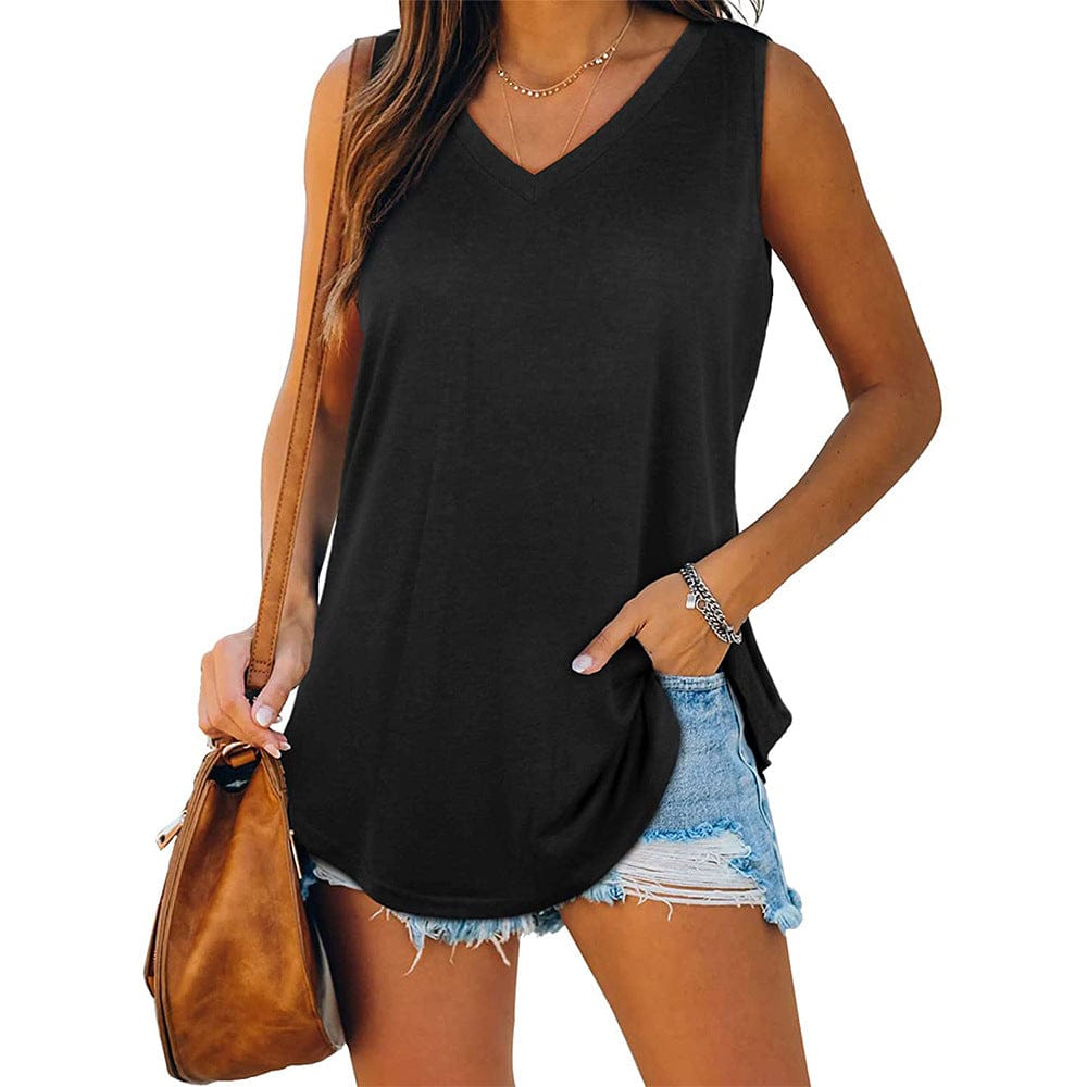 2022 wholesale summer Custom Logo Sleeveless plus size women's t-shirts casual printed style Casual T-shirt