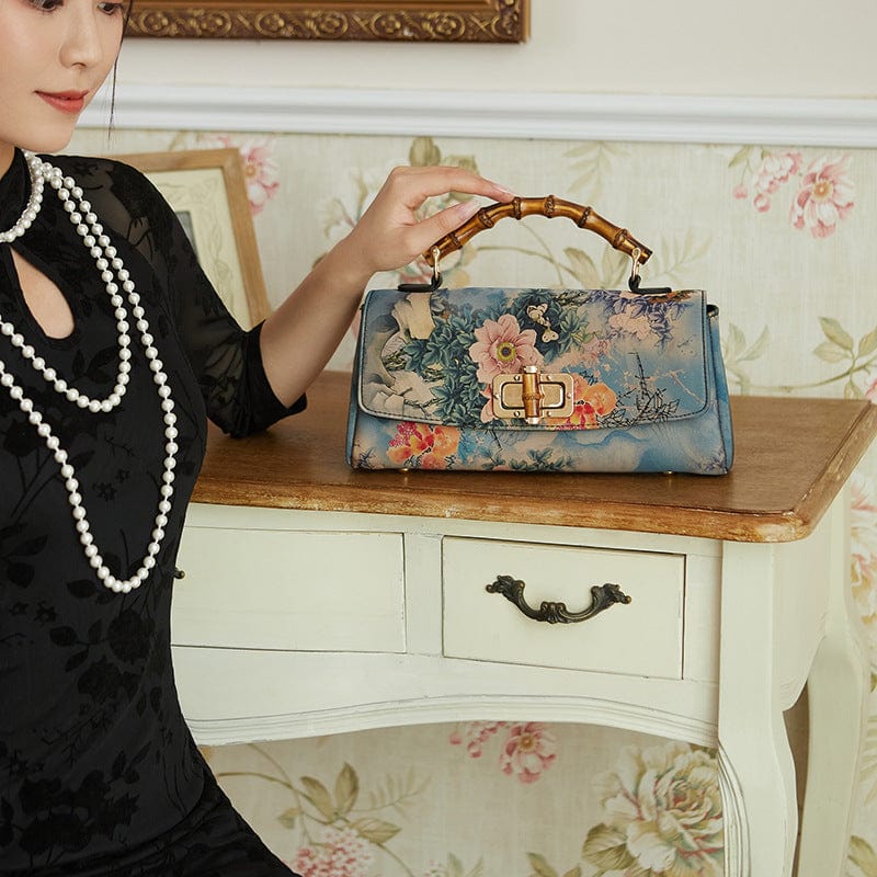 2022 Wholesales print leather antique handbag vintage women's Bag Handmade Boston bag evening bags for ladies