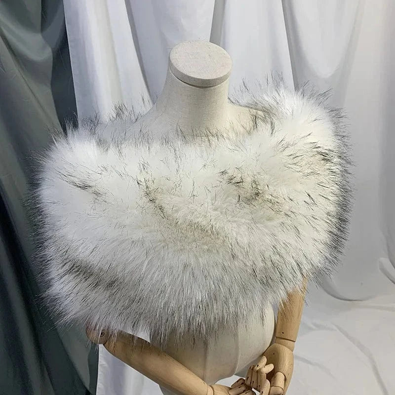 2022 Winter Bride Wedding Wrap Faux Fox Fur Coat White Black Mink Fur Evening Dress Cape Shawl
