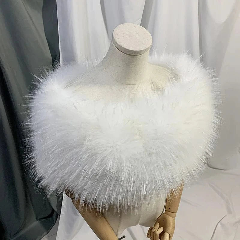 2022 Winter Bride Wedding Wrap Faux Fox Fur Coat White Black Mink Fur Evening Dress Cape Shawl