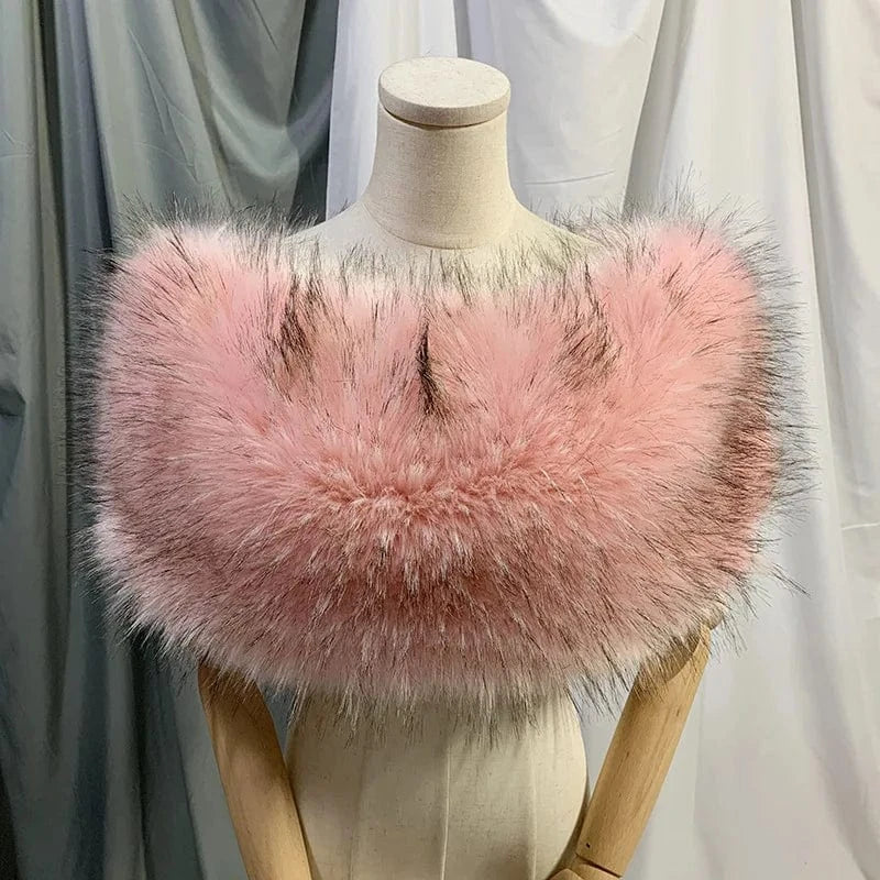 2022 Winter Bride Wedding Wrap Faux Fox Fur Coat White Black Mink Fur Evening Dress Cape Shawl