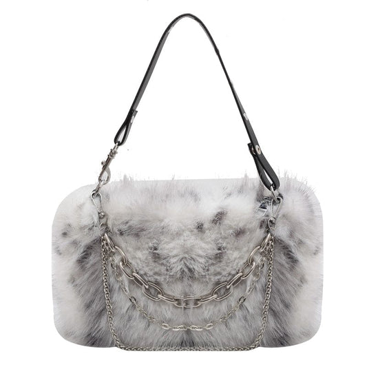 2022 Winter Trendy Plush Purse Custom Chain Fluffy Crossbody Bag Shoulder Fur Bags Luxury Fuzzy Handbags