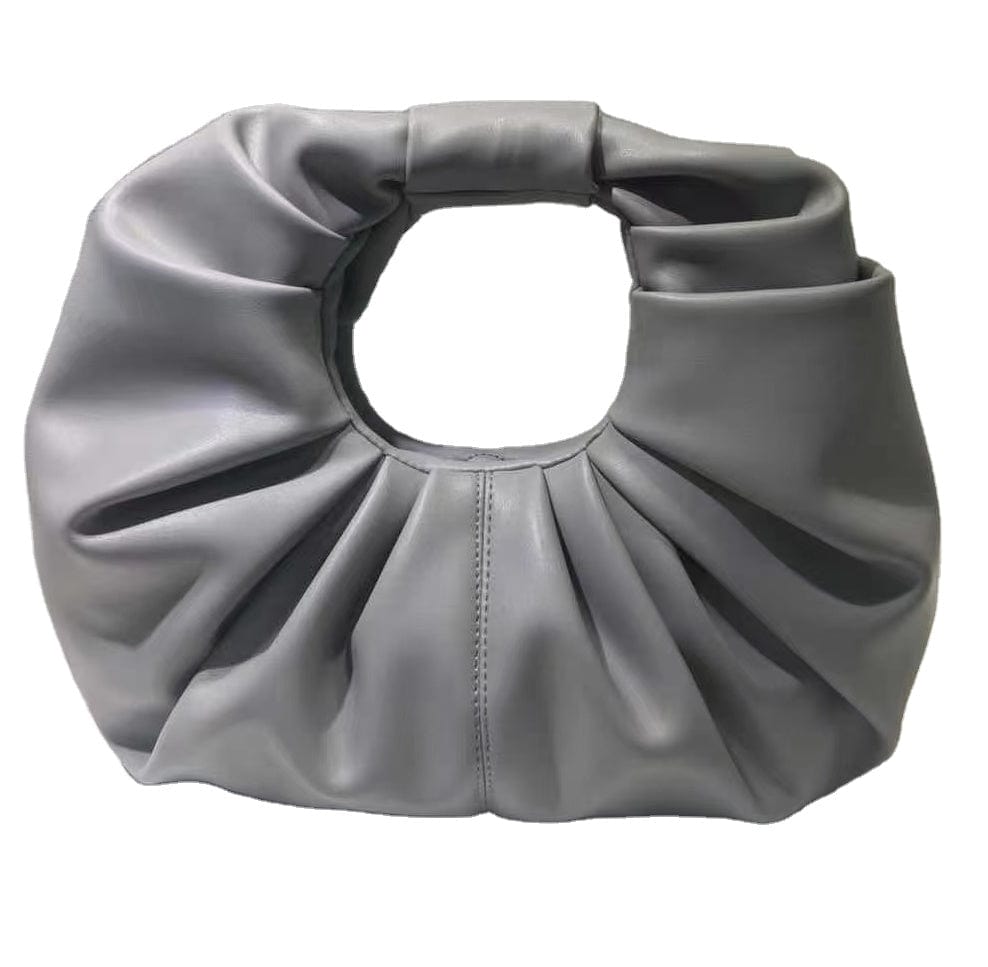 2022 Women Faux Leather Ruffle Ruched Handbag Elegant Handbag Half Moon Shaped Spring Purse Bags for women
