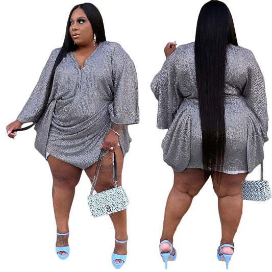 2022 women's casual clothing plus size women's dresses long sleeve african sequined skirts and dresses