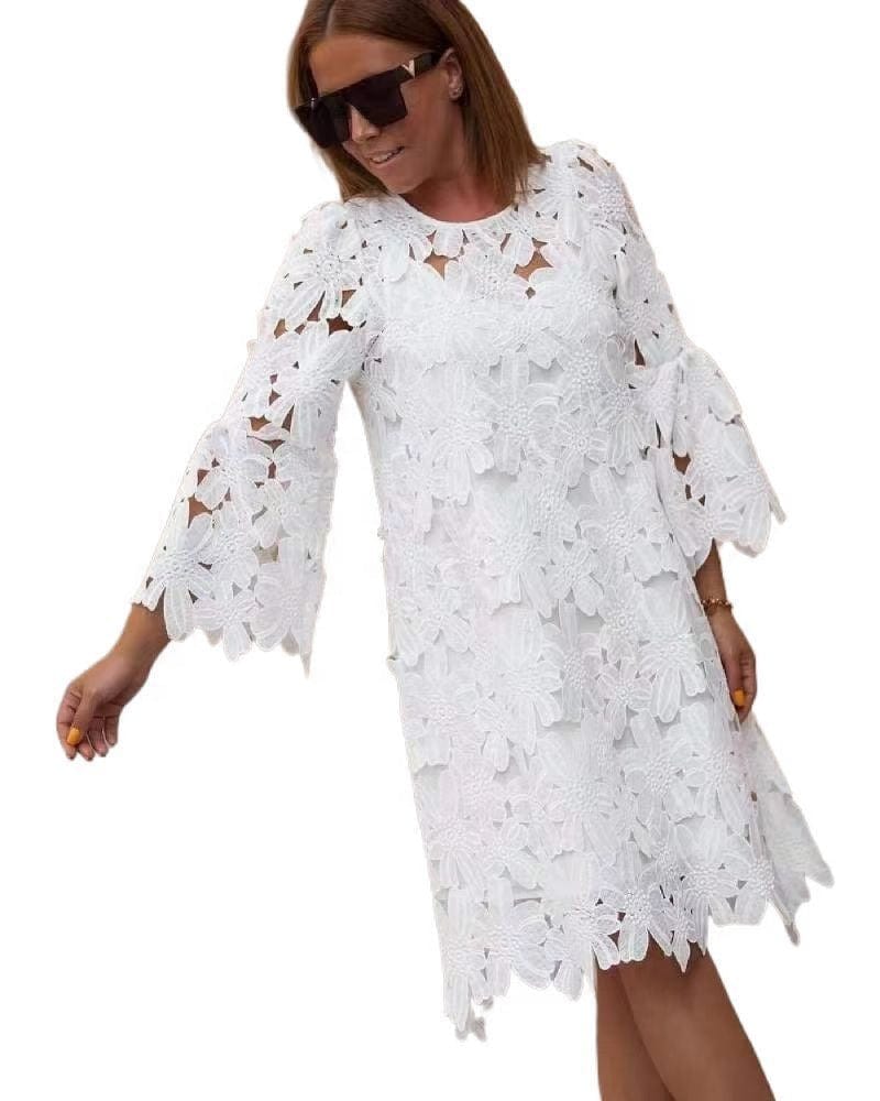 2022 Women's Clothing Station Fashion Lace Spaghetti-Strap Round Neck Dress