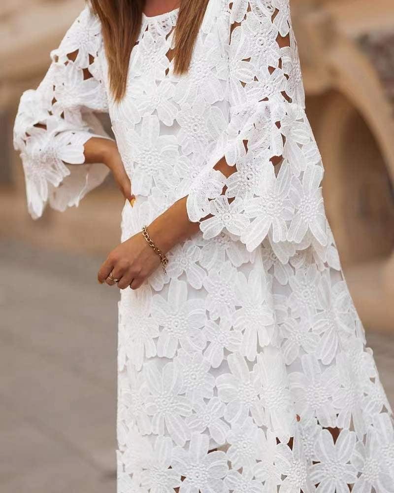 2022 Women's Clothing Station Fashion Lace Spaghetti-Strap Round Neck Dress