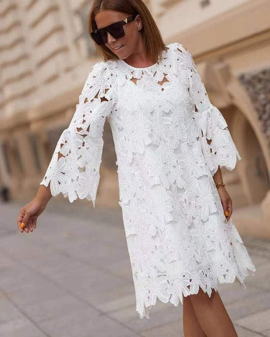 2022 Women's Clothing Station Fashion Lace Spaghetti-Strap Round Neck Dress