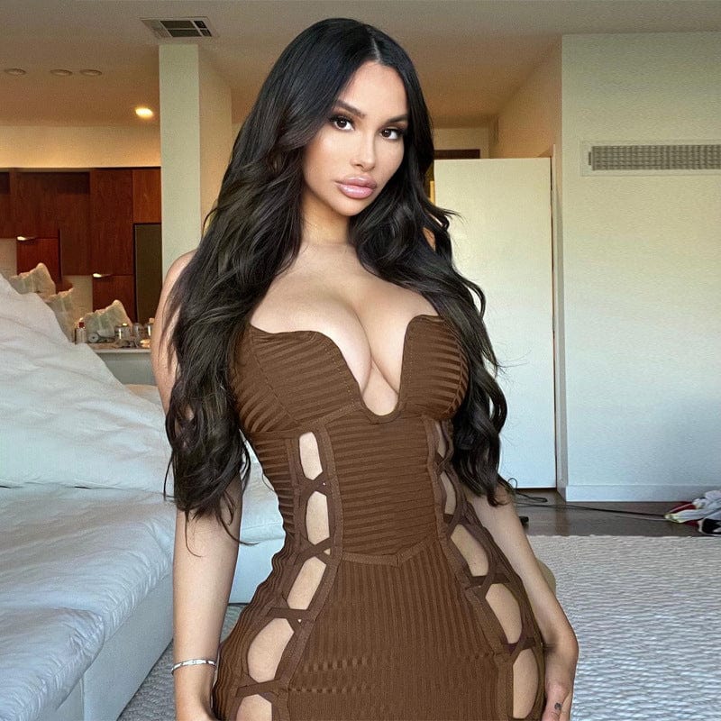 2022 Womens casual dresses Halter Hollow Out Bandage Dress Backless Sexy NightClub Women Wear Bodycon Dresses