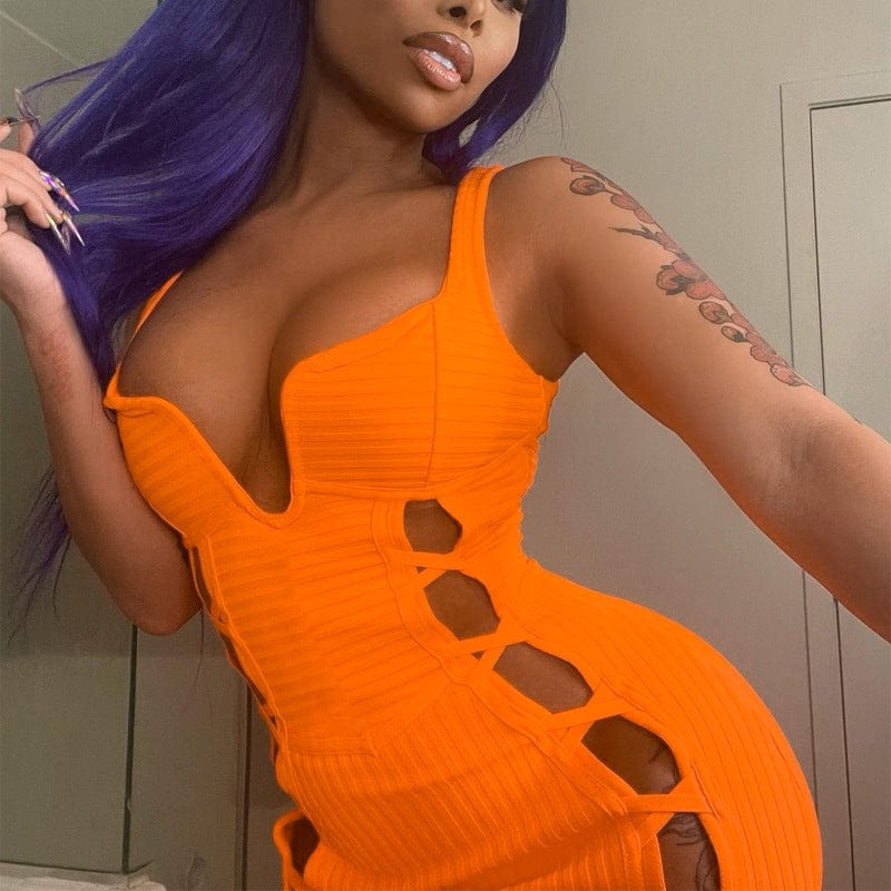 2022 Womens casual dresses Halter Hollow Out Bandage Dress Backless Sexy NightClub Women Wear Bodycon Dresses